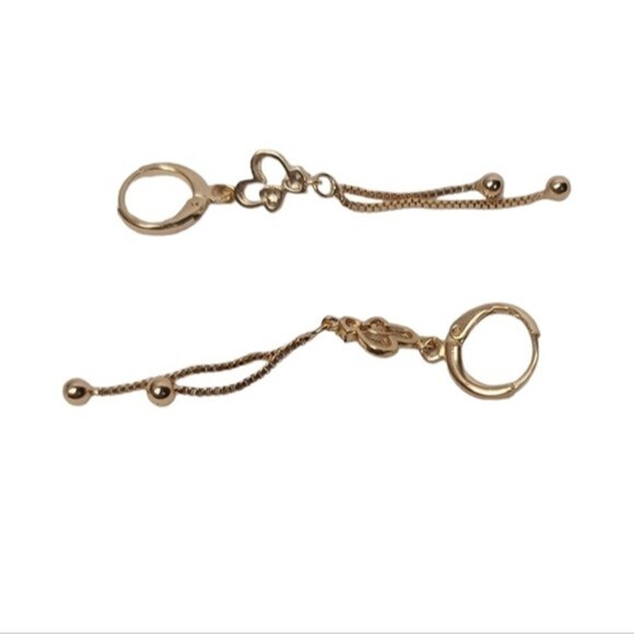 NWT Cubic Zirconia Heart & Chain Drop Down Dangle Earrings - Picture 4 of 5